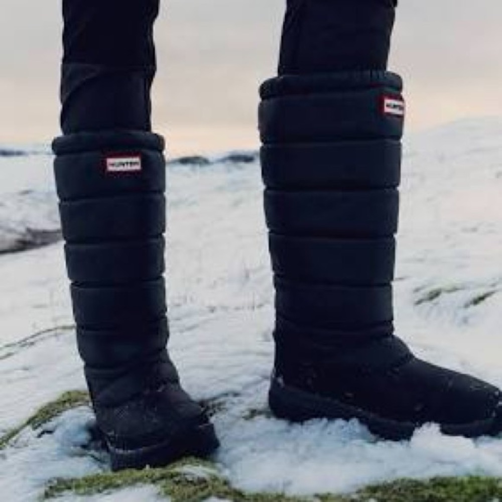 Hunter Black Tall Original Wellington Puffer Snow Boots
